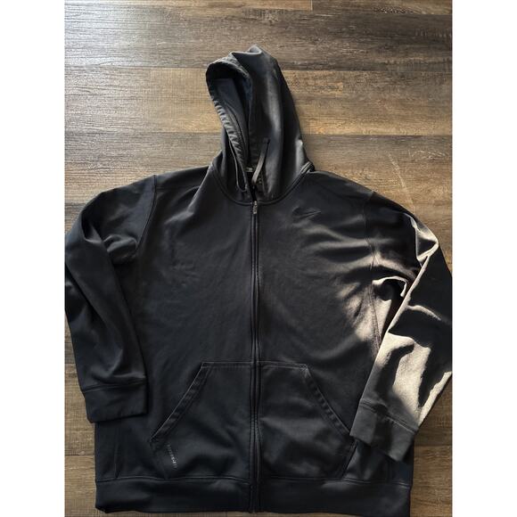 Nike Thermafit Full Zip Hoodie Hooded Sweatshirt Men’s XXL Black Swoosh - Picture 1 of 4